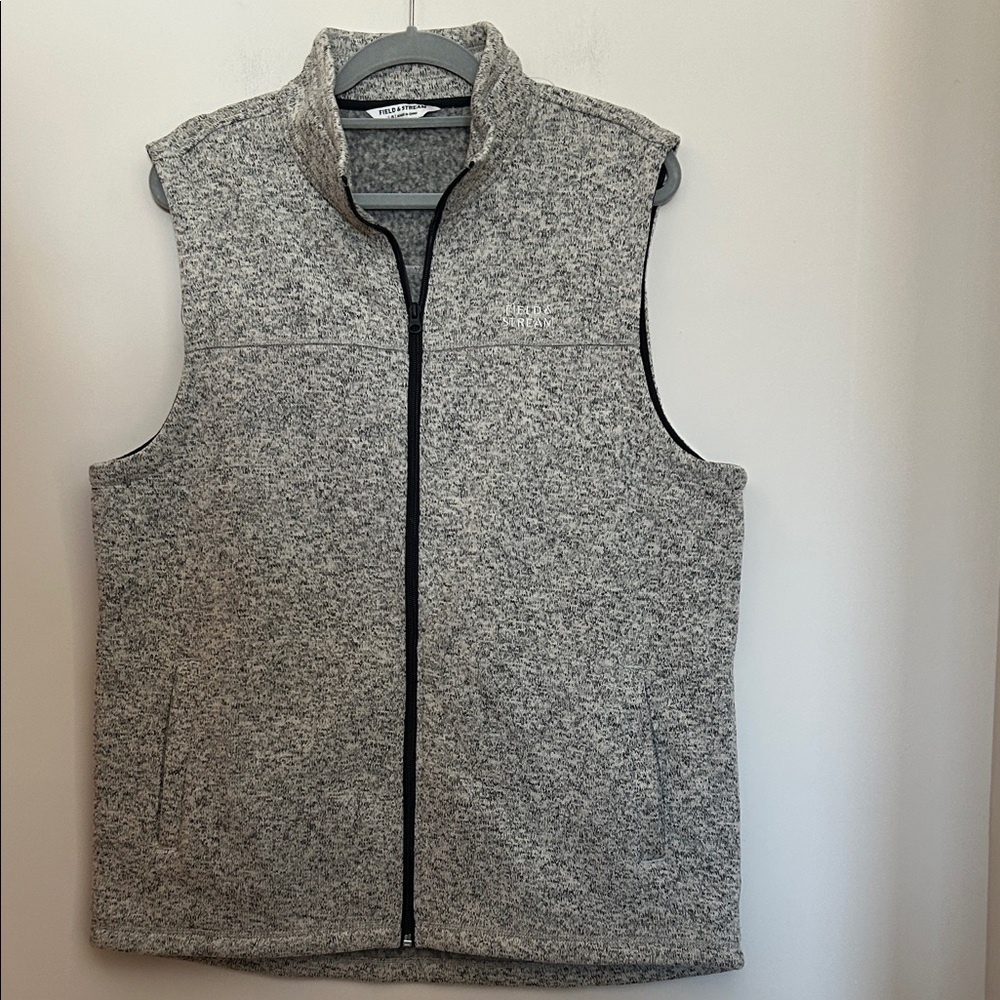 Field & Stream natural heather gray best fleece lined zip front size L men’s